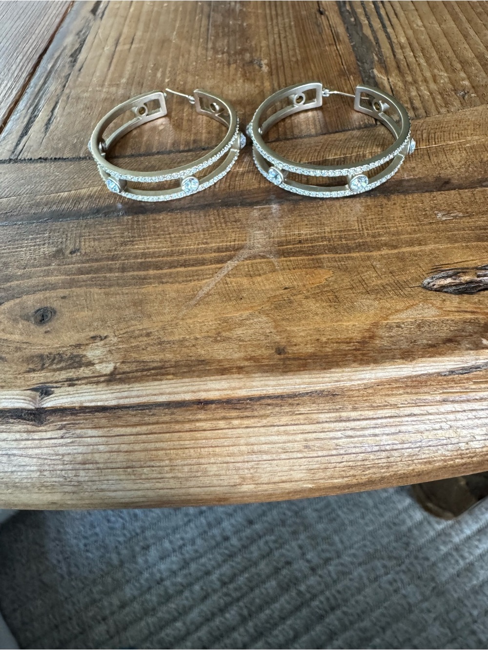 Elegant Gold Hoop Earrings with Crystal Accents